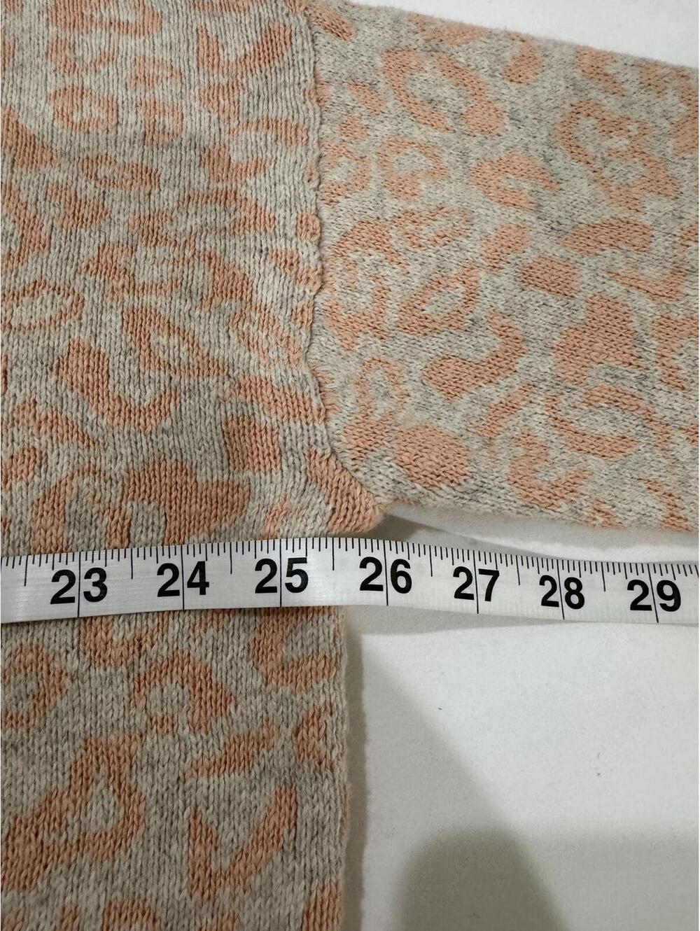Free People Beige Peach Animal Print Boat Neck Alpaca Blend Sweater- Size Small - Picture 8 of 9
